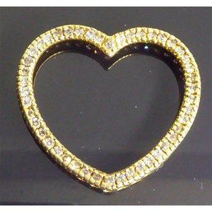 Big Gold On Sterling CZ Heart Pendant